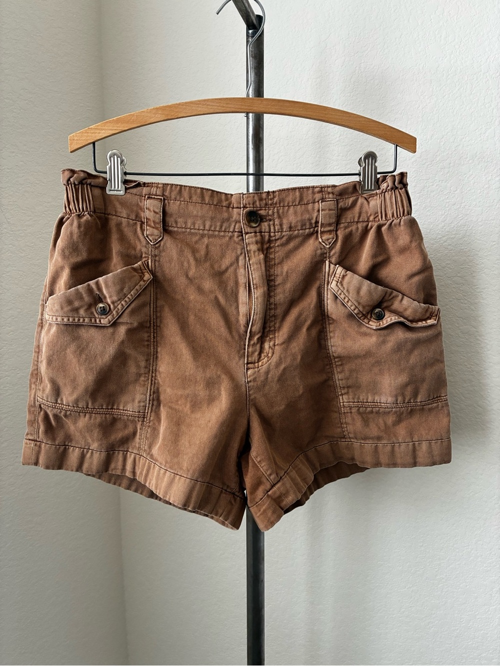 Old Navy sz M Womens Cotton Cargo Utility Falconry Brown Soft High Rise Waist